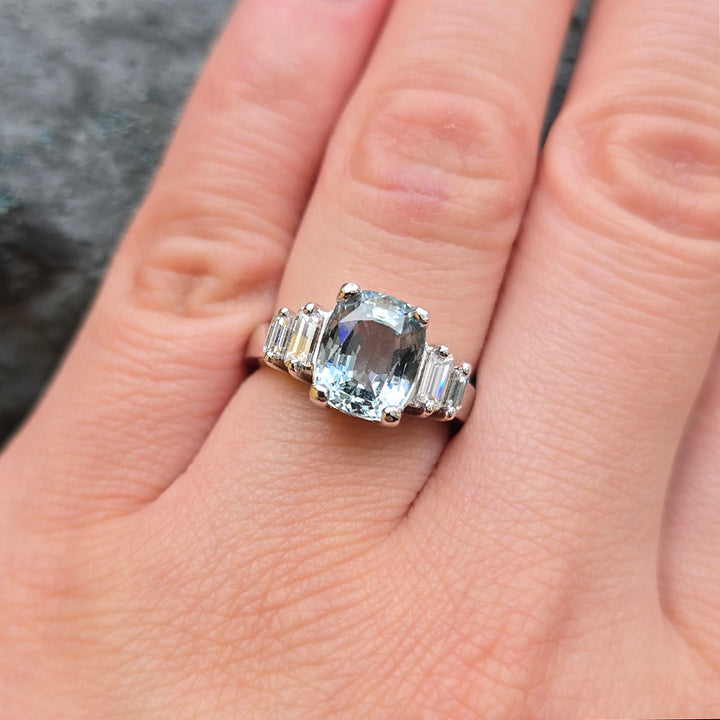 Estate Tourmaline, Diamond & White Gold Ring - "Amila"