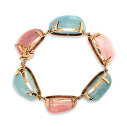 Estate Rose and Blue Quartz Bracelet - "Cotton Candy"