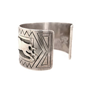 Sterling Silver Navajo Cuff - "Charging Buffalo"