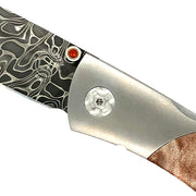 Damascus Steel, Titanium & Maple Burl Knife- "Maple"