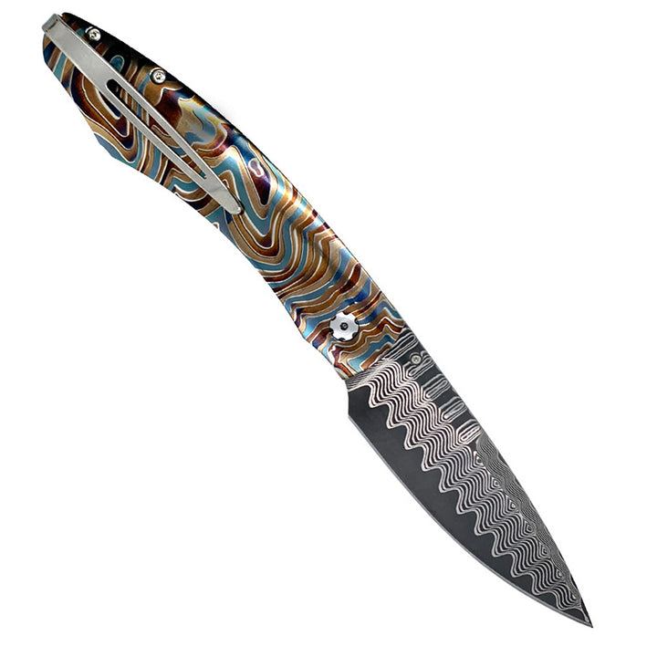 Damascus Steel Spearpoint Knife - "B12 Topo"