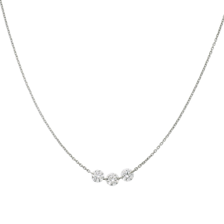 Three Stone Petite Diamond Necklace - "Trinity"