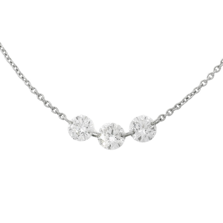 Three Stone Petite Diamond Necklace - "Trinity"