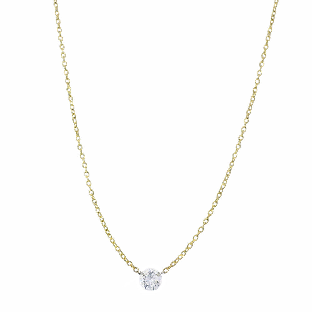 In Plain Sight floating diamond necklace in 18K gold and platinum