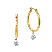 Diamond Hoop Yellow Gold Earrings - "Solo"