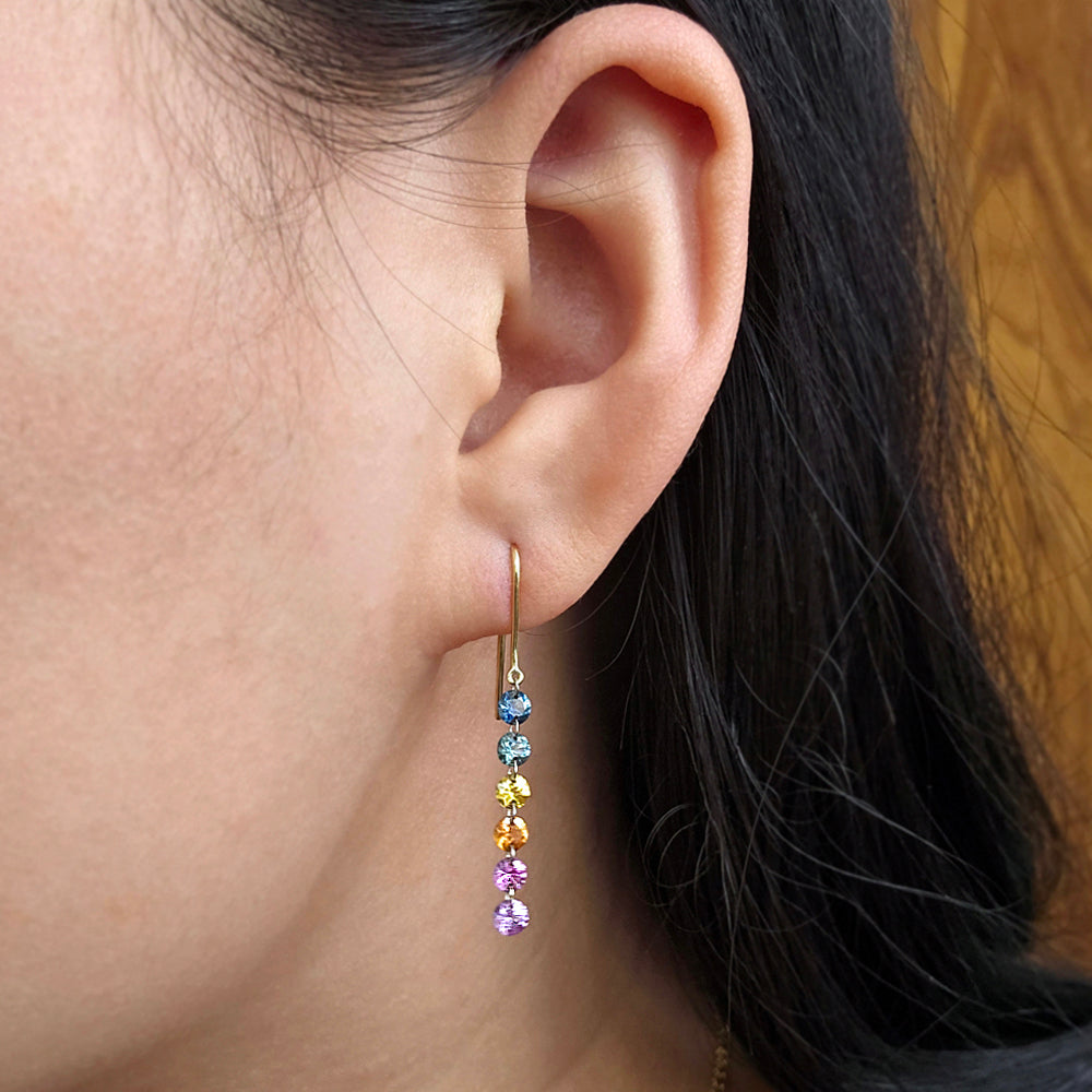 Rainbow Montana Sapphire Drop Earrings - "Pride of Montana"