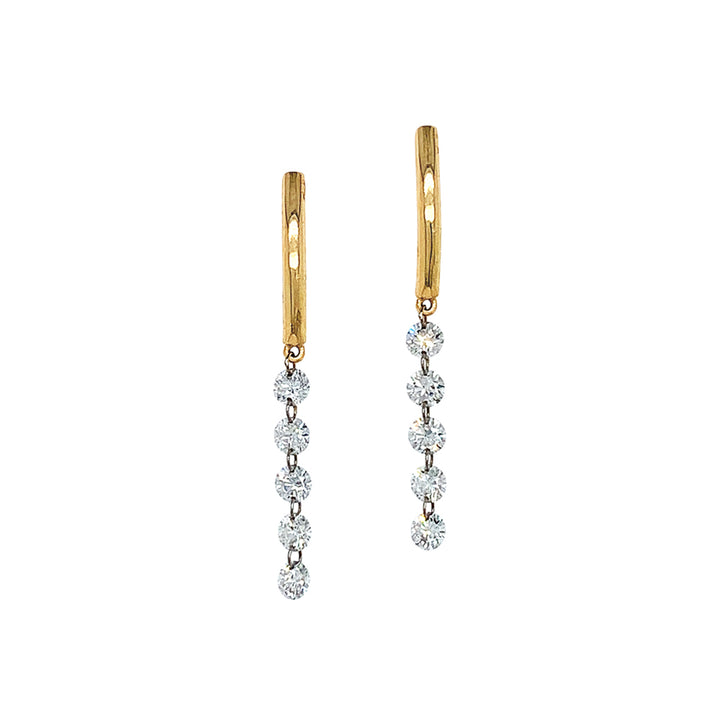 Gold and Diamond Stud Earrings - "Streamer 5"