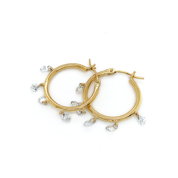 Gold and Platinum Diamond Hoops- "Watusi Hoops"