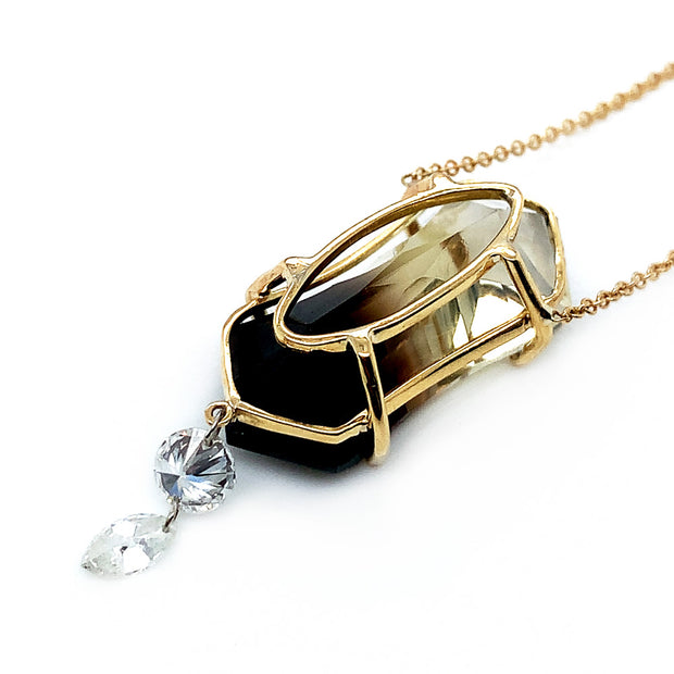 Smoky Quartz & Diamond Necklace- "Harmonious Brilliance"