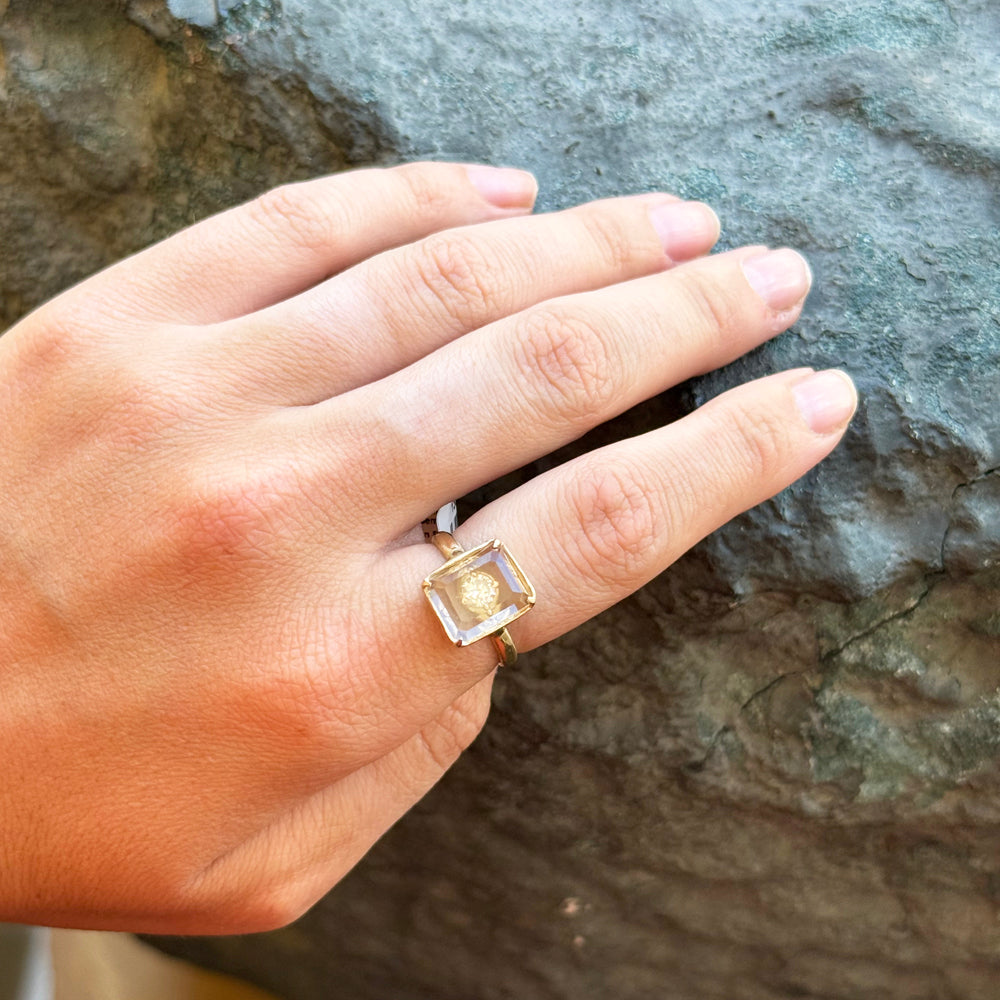 Diamond & Rock Crystal Fashion Ring - "Mirrored Treasure"