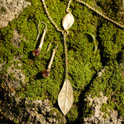 Yellow Gold Lariat Necklace - "Southern Oak & Briar Leaf"