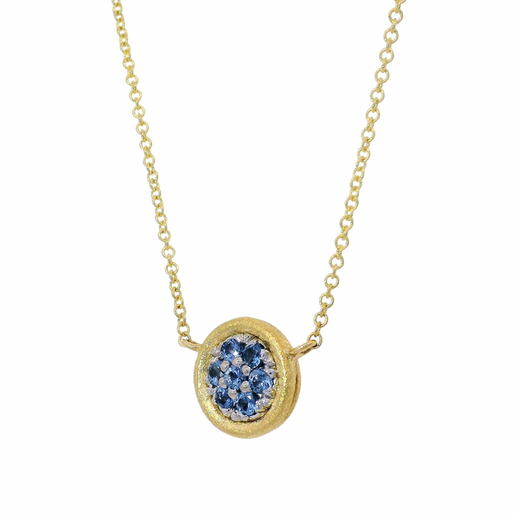 Yogo Sapphire Cluster Necklace - "Mosaic"
