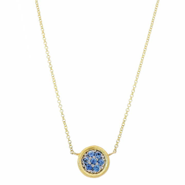 Yogo Sapphire Cluster Necklace - "Mosaic"
