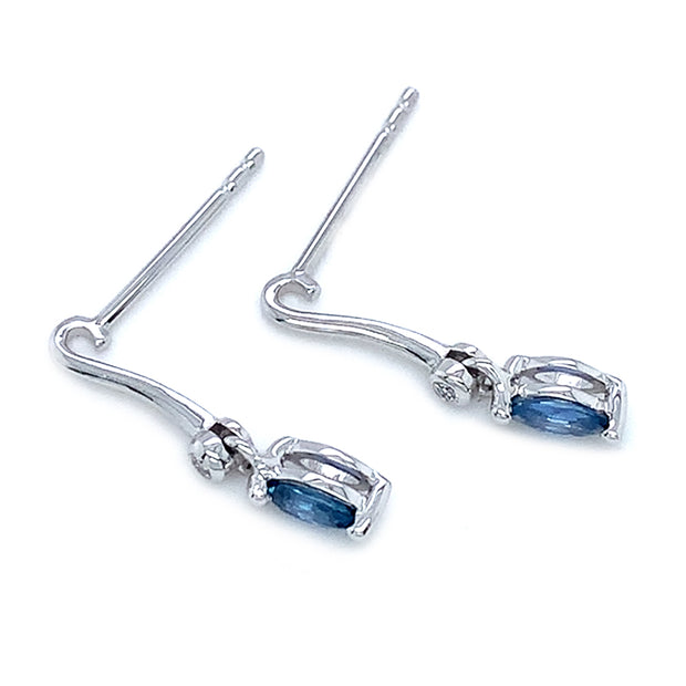 Drop Earrings with Yogo Sapphires - "Blue Whisper"