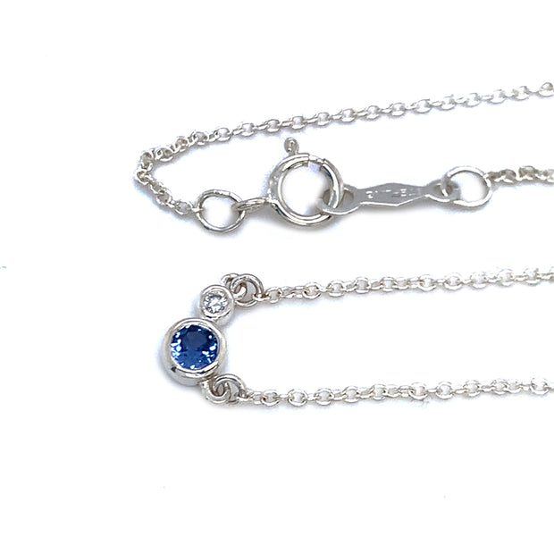 Yogo Sapphire & Diamond Sterling Silver Necklace - "Winter Peace"