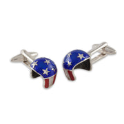 Sterling Silver Cufflinks - "American Flag Helmet"