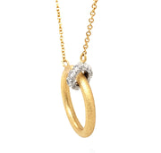 Yellow Gold & Diamond Pave Circle Necklace - "Golden Embrace"