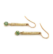 Green Montana Sapphire & Yellow Gold Drop Earrings - "Christabel"