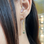 Green Montana Sapphire & Yellow Gold Drop Earrings - "Christabel"