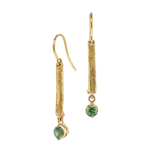 Green Montana Sapphire Drop Earrings - "Olive Branch"