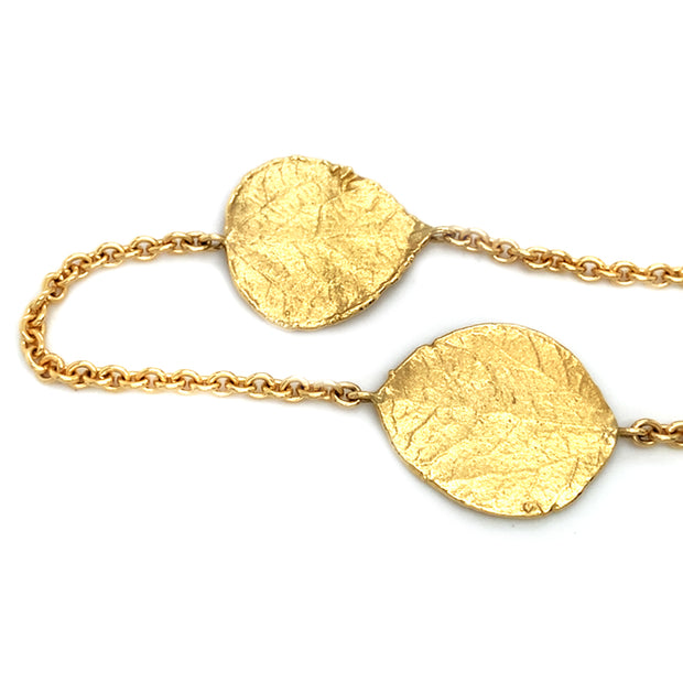 Yellow Gold Aspen Leaves Station Necklace - "Forest of Gold"