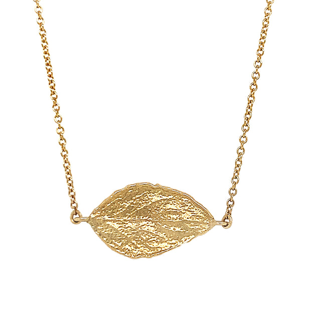 Yellow Gold Leaf Necklace - "Hint of Fall"