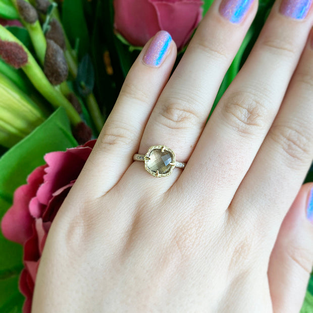 Montana Sapphire & Diamond Two-Tone Gold Engagement Ring - "Lotus Sun"