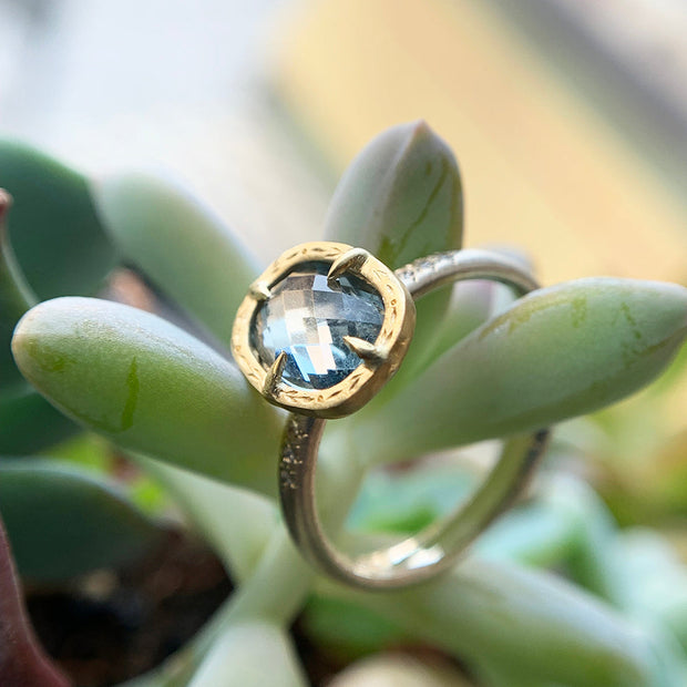 Montana Sapphire & Diamond Two-Tone Gold Engagement Ring - "Lotus Sky"