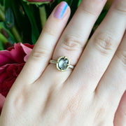 Montana Sapphire & Diamond Two-Tone Gold Engagement Ring - "Lotus Sky"