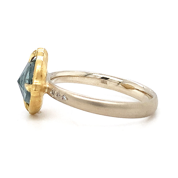 Montana Sapphire & Diamond Two-Tone Gold Engagement Ring - "Lotus Ice"