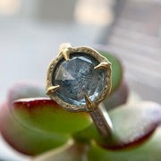 Montana Sapphire & Diamond Two-Tone Gold Engagement Ring - "Lotus Ice"