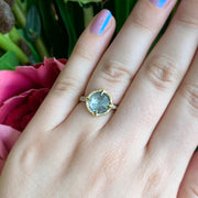 Montana Sapphire & Diamond Two-Tone Gold Engagement Ring - "Lotus Ice"