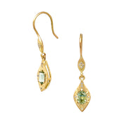 One-of-a-Kind Green Montana Sapphire Drop Earrings - "Azalea"