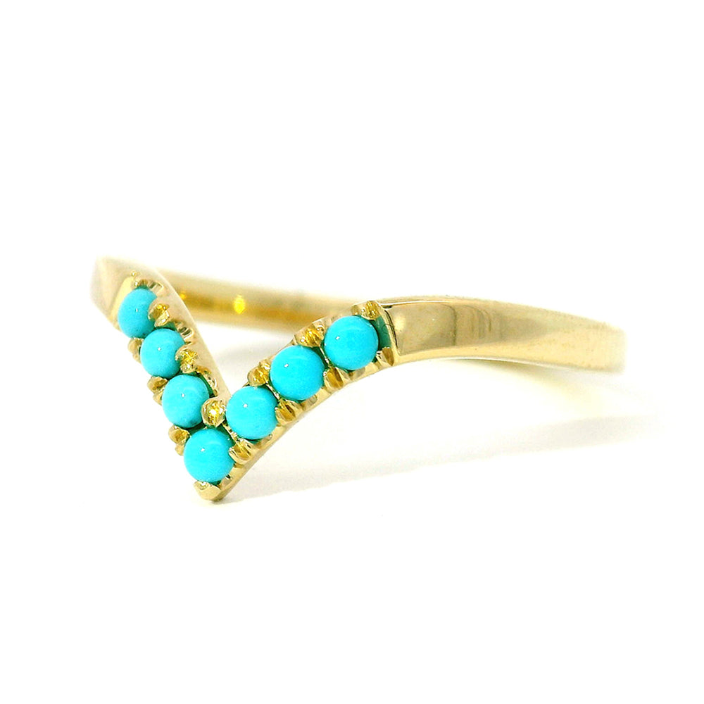 Turquoise & Yellow Gold Contour Band - "Sante Fe Nights"