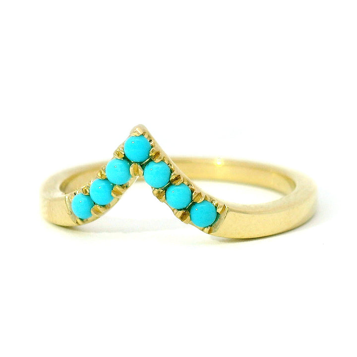 Turquoise & Yellow Gold Contour Band - "Sante Fe Nights"