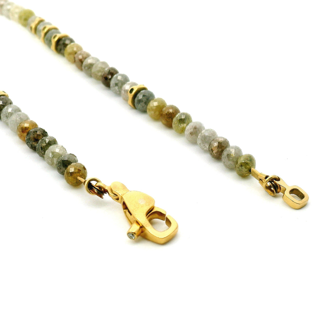 Diamond Bead & Multi-Color Metal Necklace - "Flora"