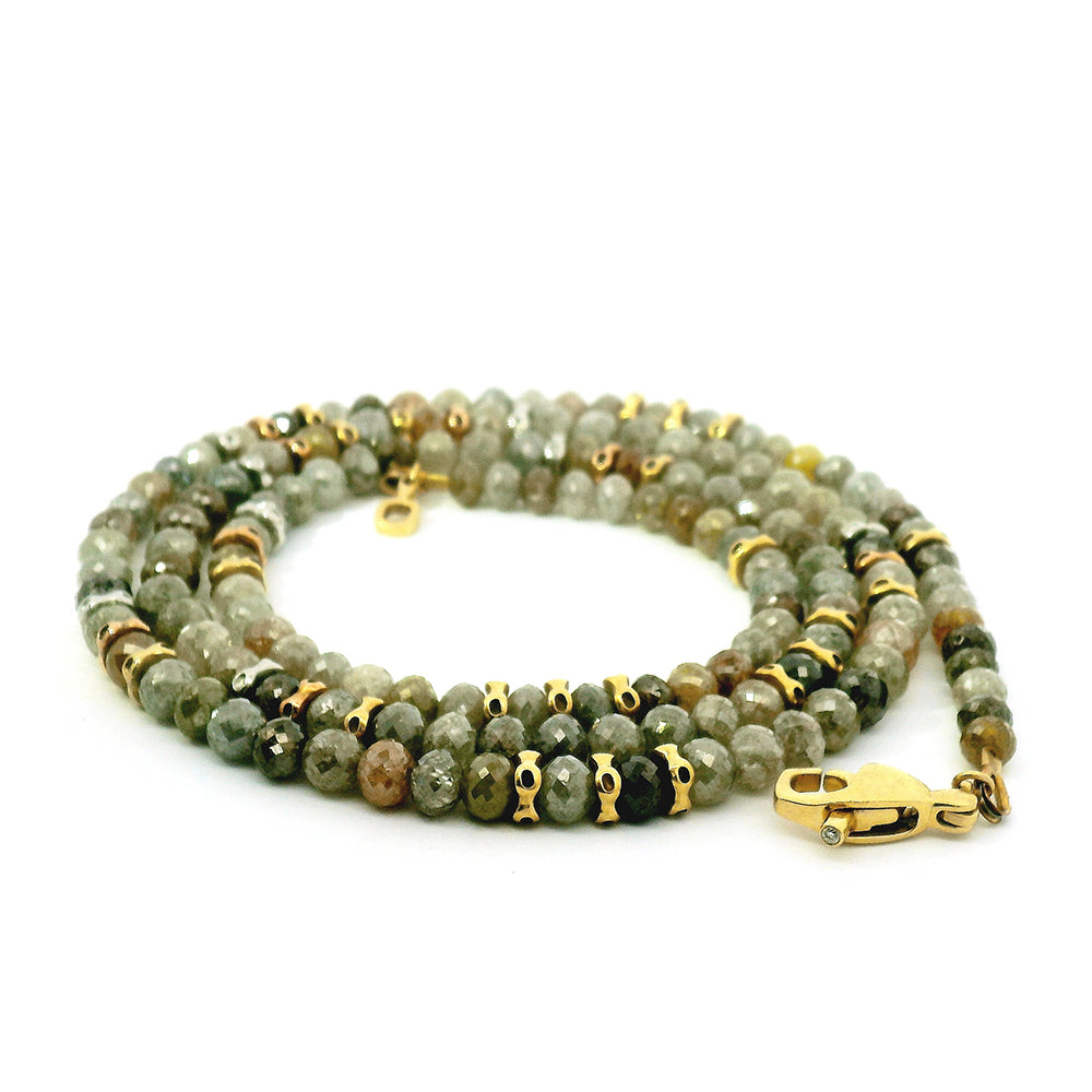 Diamond Bead & Multi-Color Metal Necklace - "Flora"