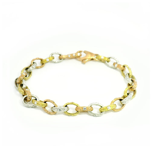 Diamond, Gold, & Platinum Three-Tone Bracelet - "Victorian"