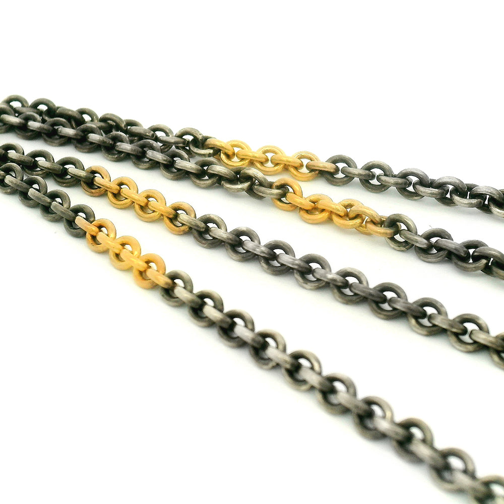 Diamond Vario Sterling Silver & Yellow Gold Necklace - "Little Windows"