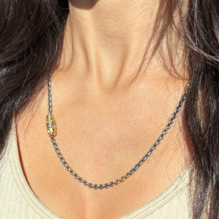 Diamond Vario Sterling Silver & Yellow Gold Necklace - "Little Windows"