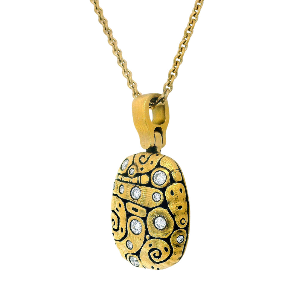 Diamond & Yellow Gold Pendant - "Flora"