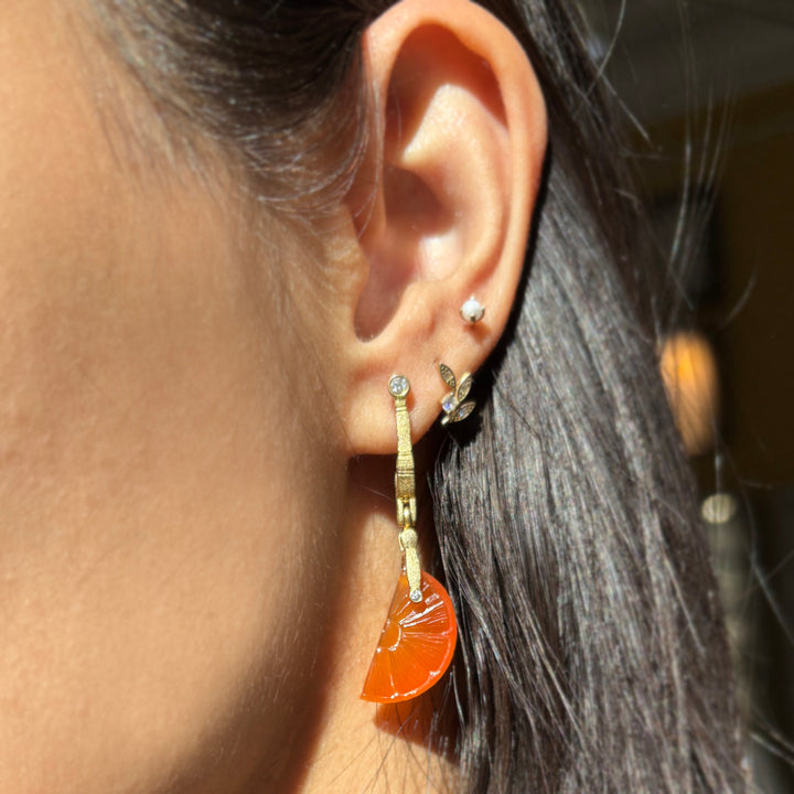 Carved Carnelian & Peridot Citrus Slice Earrings - "Sticks & Stones"