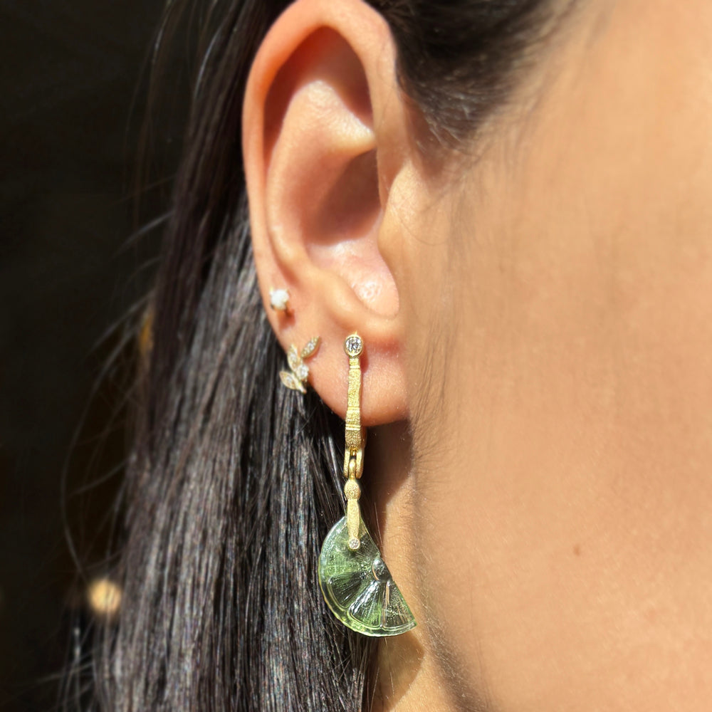Carved Carnelian & Peridot Citrus Slice Earrings - "Sticks & Stones"