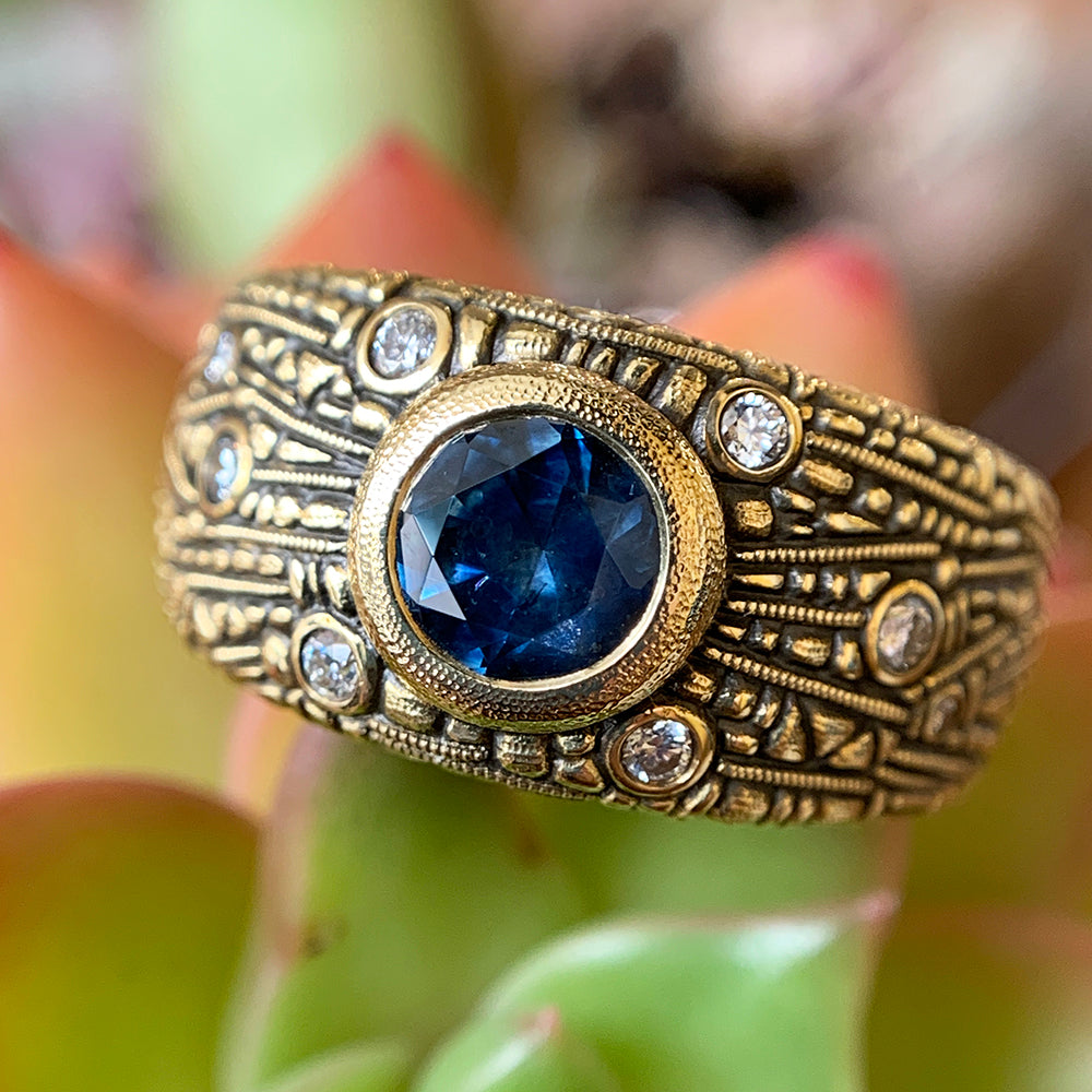 Montana Sapphire & Diamond Ring - "Starburst"