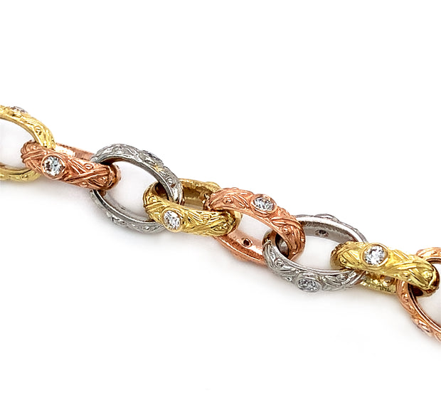 Diamond, Gold, and Platinum Three-Tone Bracelet - "Victorian"