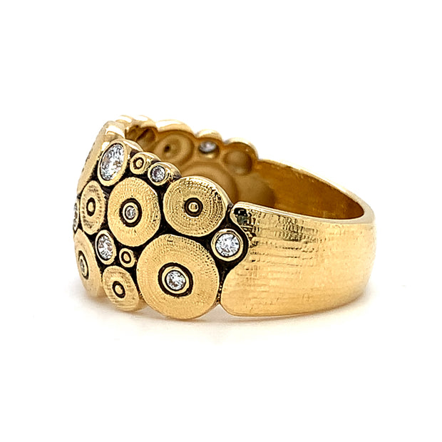 Diamond & Yellow Gold Ring - "Ocean"