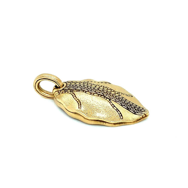 18K Yellow Gold Textured Pendant - "Leaf"