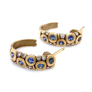 Yogo Sapphire & Diamond Semi Hoop Earrings - "Large Candy"