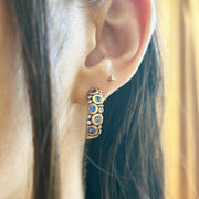 Yogo Sapphire & Diamond Semi Hoop Earrings - "Large Candy"