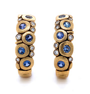 Yogo Sapphire & Diamond Semi Hoop Earrings - "Large Candy"